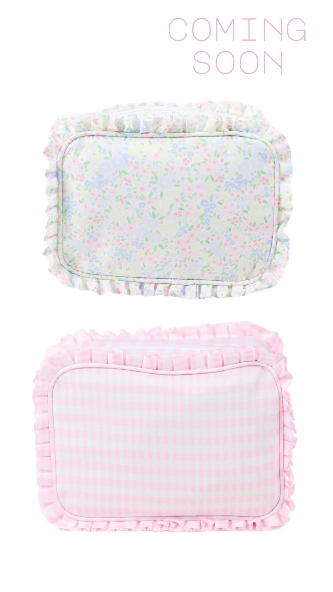 Ruffle Cosmetic Bag with Embroidery