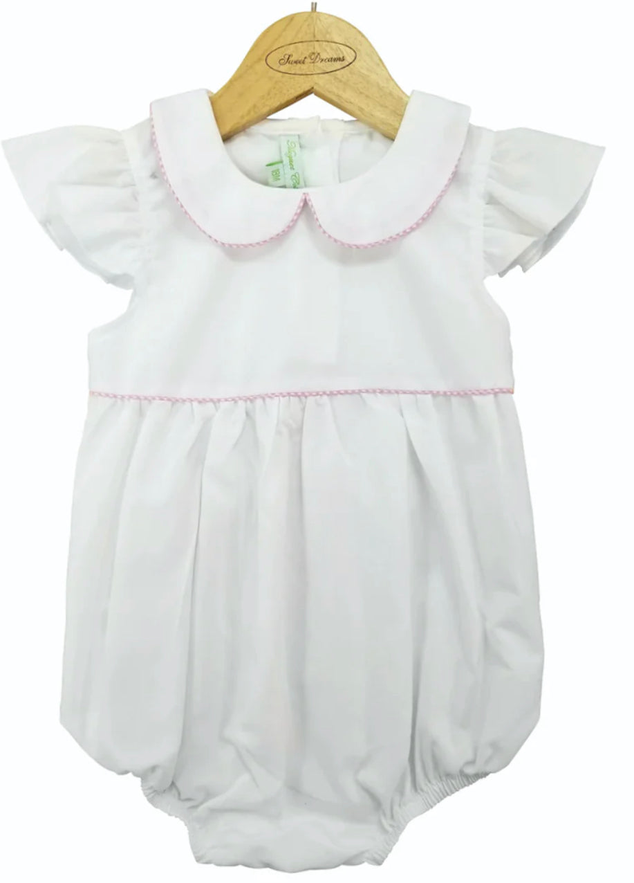 White Bubble with Gingham trim includes Monogram or name