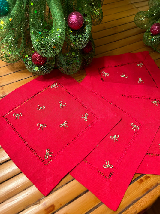 Christmas Bow Cocktail Napkins