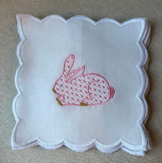 Scalloped Bunny Cocktail Napkins