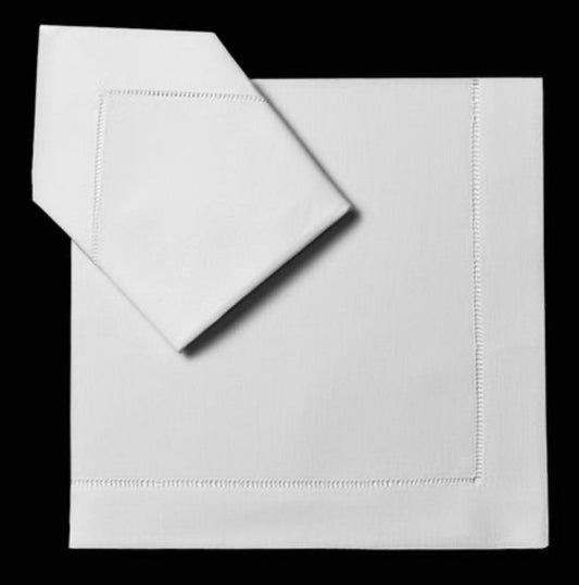 Set of Four 22” Linen Hemstitch Dinner Napkins