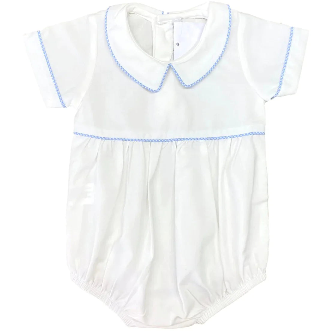 White Bubble with Blue Gingham includes name or monogram